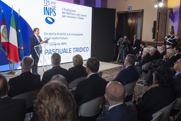 Il Presidente Sergio Mattarella in occasione della celebrazione del 125° anniversario dell’INPS