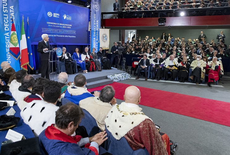 Il Presidente della Repubblica Sergio Mattarella alla cerimonia d'inaugurazione dell'anno accademico 2022/2023 dell'Università degli Studi della Basilicata, 40° dalla sua fondazione