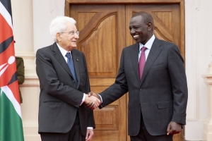 Il Presidente della Repubblica Sergio Mattarella con il Presidente della Repubblica del Kenya, William Ruto,in occasione della visita di Stato nella Repubblica del Kenya
