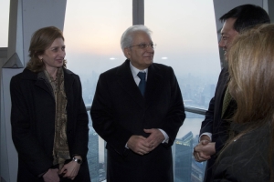 Il Presidente Sergio Mattarella alla Torre Jin Mao nel distretto di Pudong