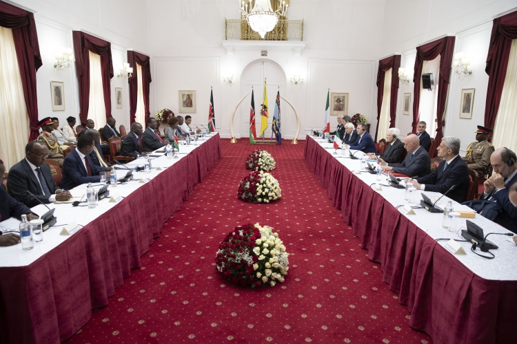 Il Presidente della Repubblica Sergio Mattarella con il Presidente della Repubblica del Kenya, William Ruto, durante i colloqui con le rispettive Delegazioni ufficiali
