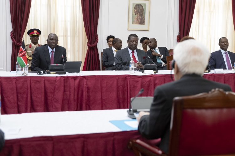 Il Presidente della Repubblica Sergio Mattarella con il Presidente della Repubblica del Kenya, William Ruto, durante i colloqui con le rispettive Delegazioni ufficiali
