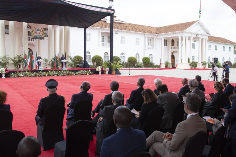 Il Presidente della Repubblica Sergio Mattarella con il Presidente della Repubblica del Kenya, William Ruto, durante la conferenza stampa
