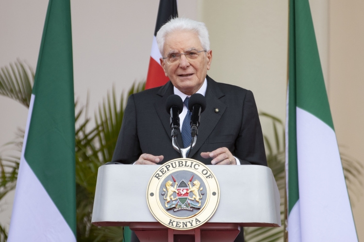 Il Presidente della Repubblica Sergio Mattarella durante la conferenza stampa
