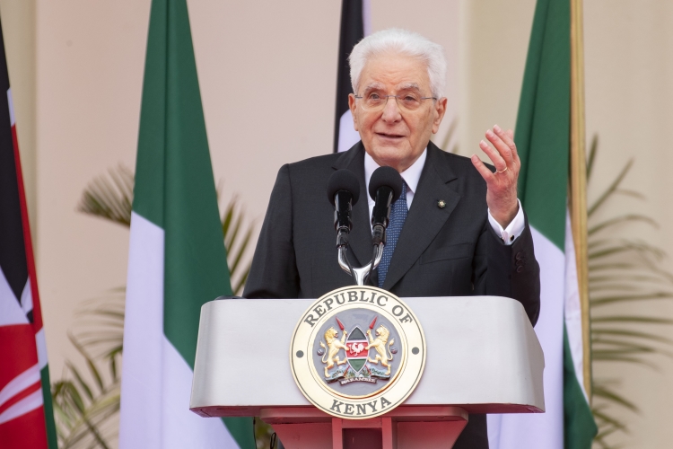 Il Presidente della Repubblica Sergio Mattarella durante la conferenza stampa
