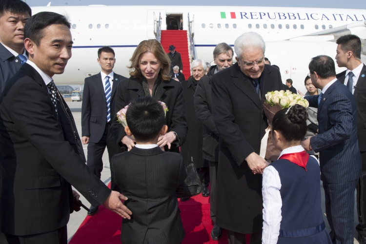 Il Presidente Sergio Mattarella arriva all'aeroporto Xianyang di Xi'an