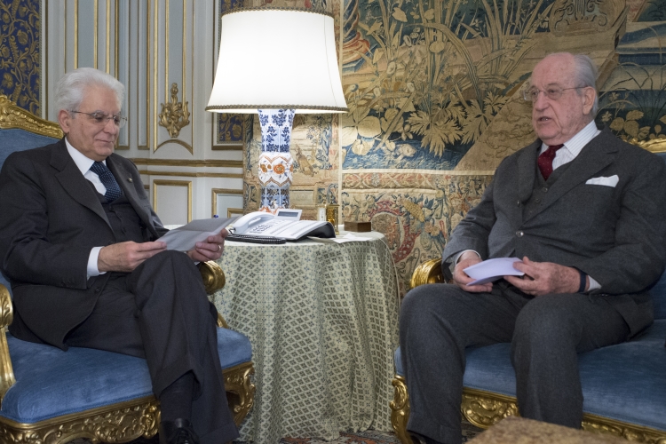 Il Presidente Sergio Mattarella con il Presidente Andrea Carandini del Fondo Ambiente Italiano 