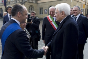 Il Presidente Sergio Mattarella al suo arrivo a Lucca 