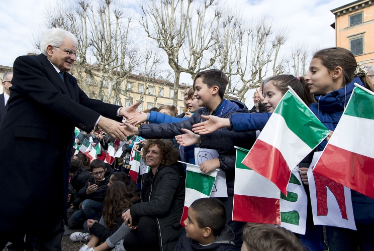 Il Presidente Sergio Mattarella al suo arrivo a Lucca 