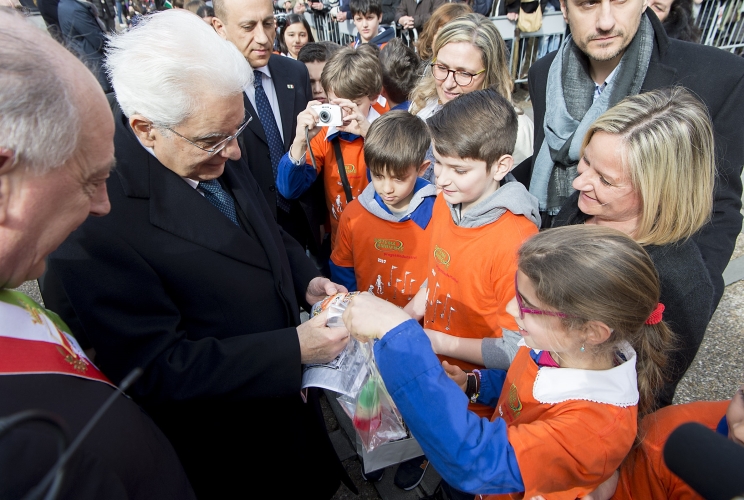 Il Presidente Sergio Mattarella al suo arrivo a Lucca 