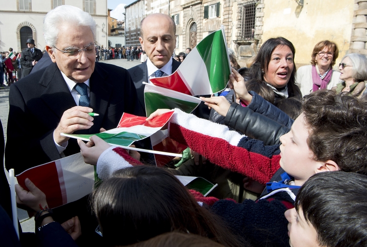 Il Presidente Sergio Mattarella al termine dell’incontro “Maria Eletta Martini