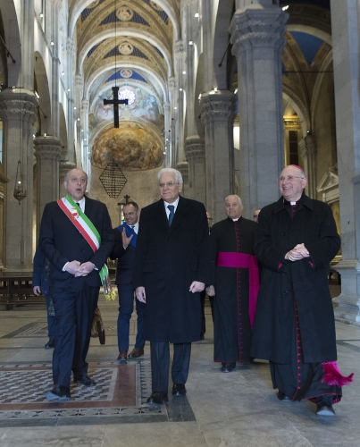 Il Presidente Sergio Mattarella alla Cattedrale di San Martino con il Vescovo Italo Benvenuto Castellani e il Sindaco di Lucca