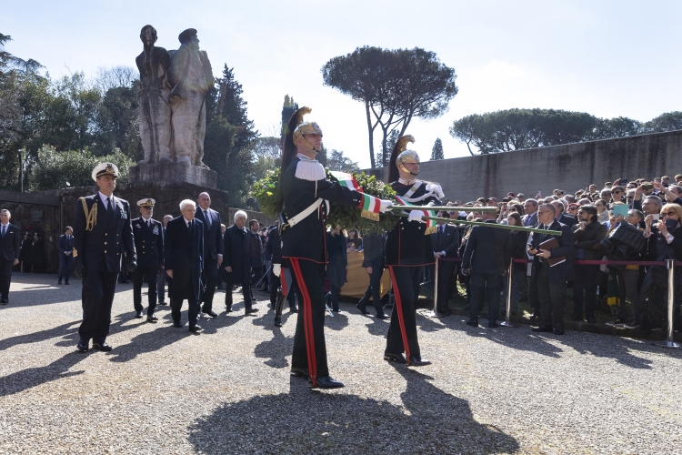 Il Presidente della Repubblica Sergio Mattarella in occasione della cerimonia commemorativa del 79° anniversario dell'eccidio delle Fosse Ardeatine
