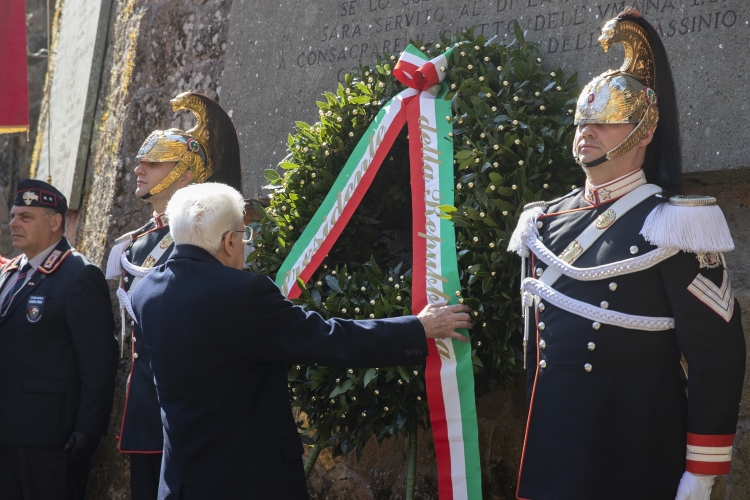 Il Presidente della Repubblica Sergio Mattarella in occasione della cerimonia commemorativa del 79° anniversario dell'eccidio delle Fosse Ardeatine
