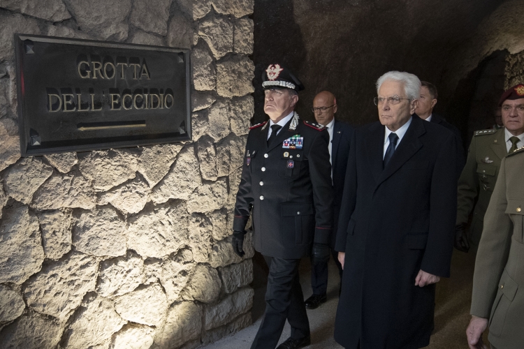 Il Presidente della Repubblica Sergio Mattarella in occasione della cerimonia commemorativa del 79° anniversario dell'eccidio delle Fosse Ardeatine
