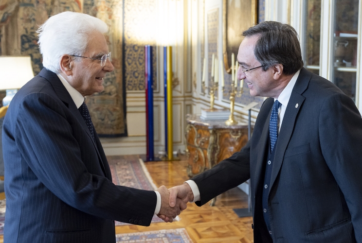 Il Presidente Sergio Mattarella con Giovanni Russo, Capo del Dipartimento dell’Amministrazione Penitenziaria
