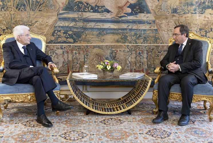 Il Presidente Sergio Mattarella con Giovanni Russo, Capo del Dipartimento dell’Amministrazione Penitenziaria
