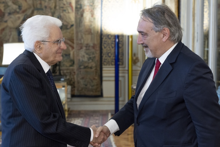 Il Presidente Sergio Mattarella accoglie Francesco Rocca, Presidente della Regione Lazio

