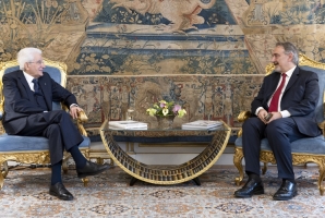 Il Presidente Sergio Mattarella nel corso dell'incontro con Francesco Rocca, Presidente della Regione Lazio