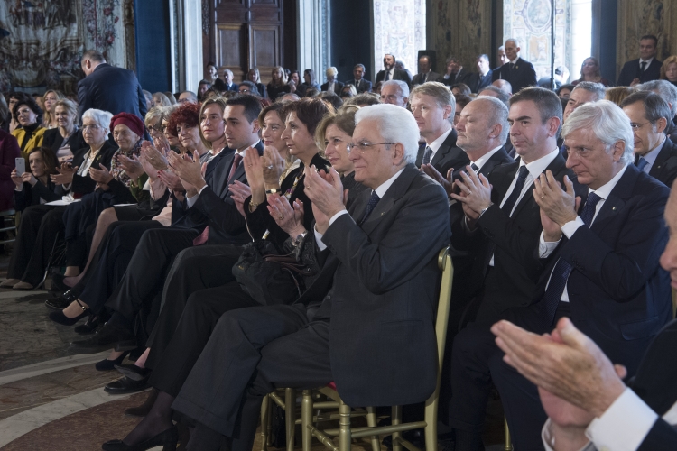Il Presidente Sergio Mattarella in occasione della celebrazione della Giornata Internazionale della Donna "Donne per la pace".