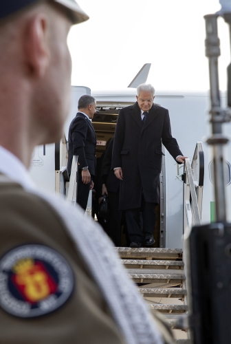 Il Presidente della Repubblica Sergio Mattarella al suo arrivo a Varsavia, in occasione della visita di Stato