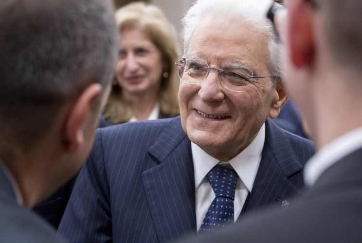 Varsavia - Il Presidente della Repubblica Sergio Mattarella durante l'incontro con una rappresentanza della collettività italiana e una rappresentanza dei funzionari italiani di Frontex e Odihr