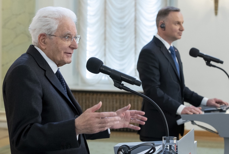  Il Presidente della Repubblica Sergio Mattarella e il Presidente della Repubblica di Polonia Andrzej Duda nel corso delle dichiarazioni alla stampa