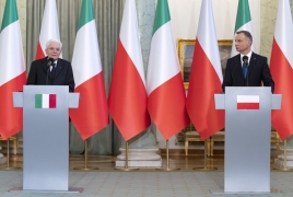 Il Presidente della Repubblica Sergio Mattarella e il Presidente della Repubblica di Polonia Andrzej Duda nel corso delle dichiarazioni alla stampa