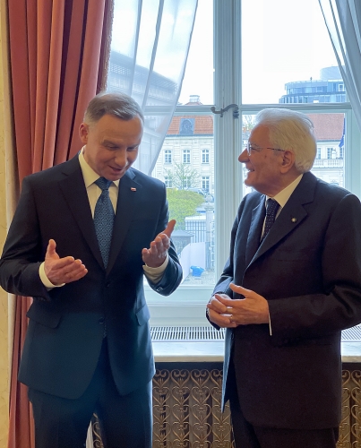 Il Presidente della Repubblica Sergio Mattarella e il Presidente della Repubblica di Polonia Andrzej Duda
