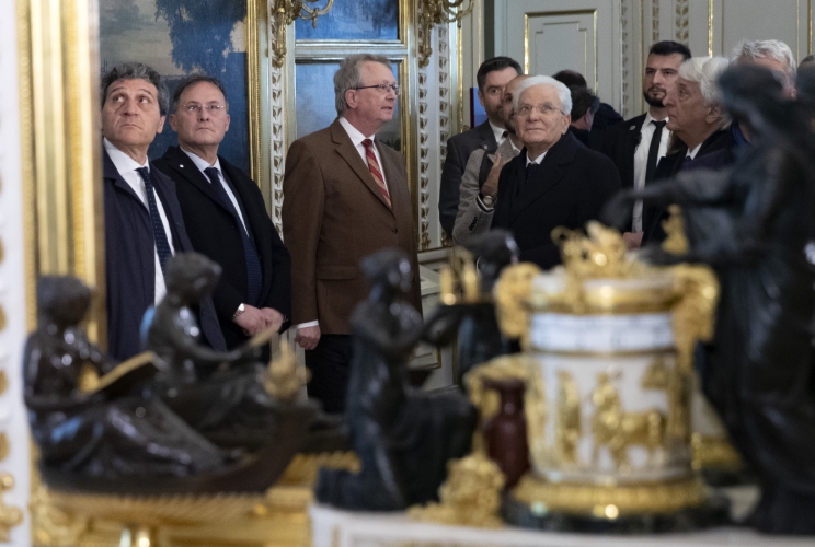 Il Presidente della Repubblica Sergio Mattarella nel corso della visita al Castello reale di Varsavia