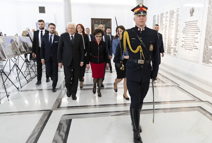 Il Presidente della Repubblica Sergio Mattarella con il Presidente del Sejm Elzbieta Witek