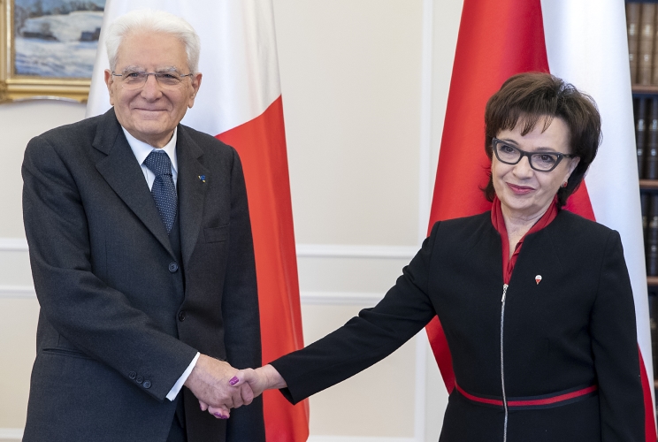 Il Presidente della Repubblica Sergio Mattarella con il Presidente del Sejm Elzbieta Witek