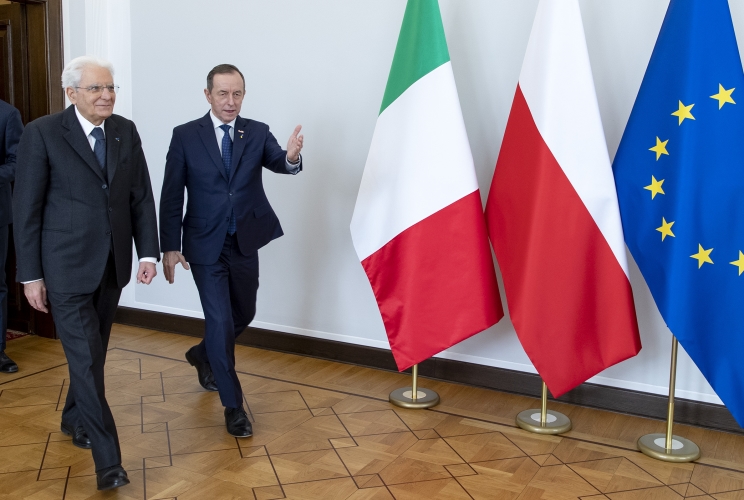 Il Presidente della Repubblica Sergio Mattarella con il Presidente del Senato, Tomas Grodzki