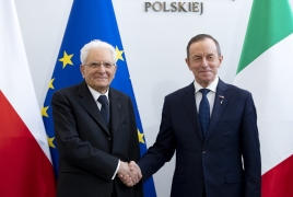 Il Presidente della Repubblica Sergio Mattarella con il Presidente del Senato, Tomas Grodzki