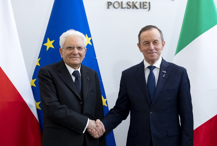 Il Presidente della Repubblica Sergio Mattarella con il Presidente del Senato, Tomas Grodzki