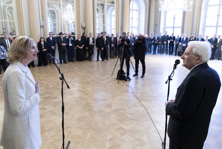 Il Presidente Sergio Mattarella in occasione dell'incontro con una rappresentanza della collettività italiana