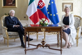 Il Presidente Sergio Mattarella e la Presidente della Repubblica Slovacca Zuzana Caputova