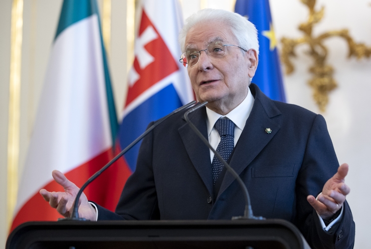 Il Presidente Sergio Mattarella e la Presidente della Repubblica Slovacca Zuzana Caputova in occasione delle dichiarazioni alla stampa