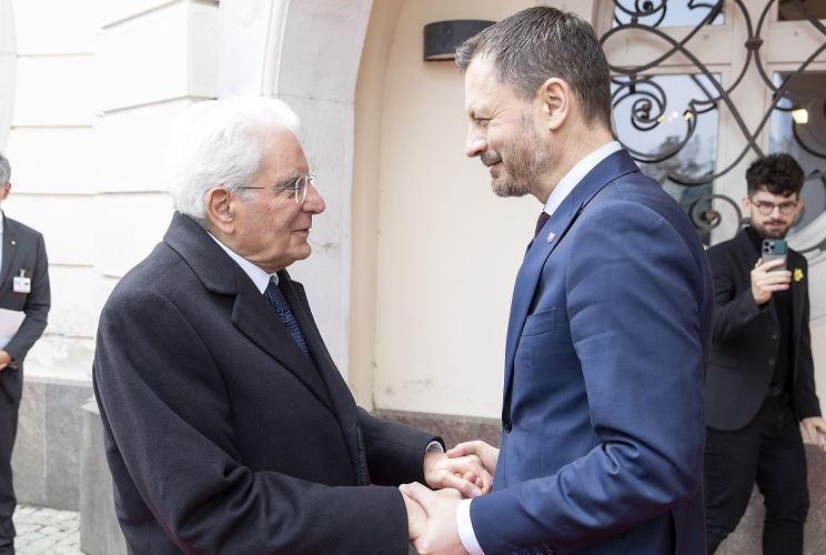  Il Presidente Sergio Mattarella con il Primo Ministro della Repubblica Slovacca, Eduard Heger