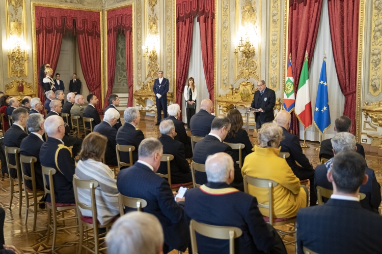 Il Presidente della Repubblica Sergio Mattarella durante la cerimonia della ricorrenza del 78° anniversario della Liberazione 
