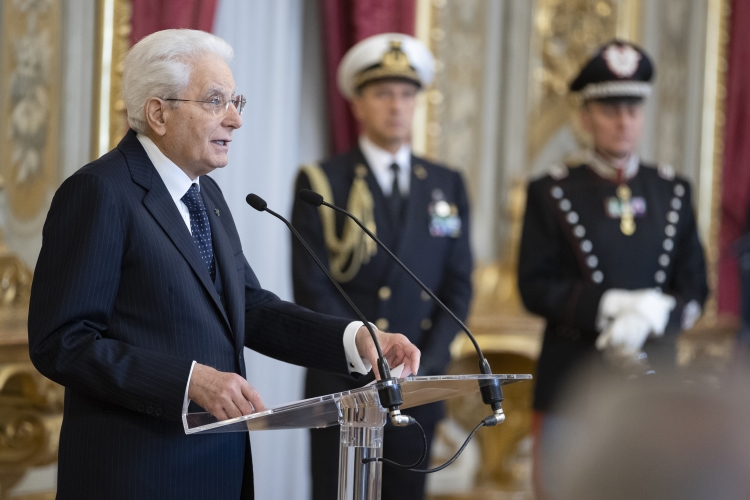 Il Presidente della Repubblica Sergio Mattarella durante il suo intervento nella ricorrenza del 78° anniversario della Liberazione
