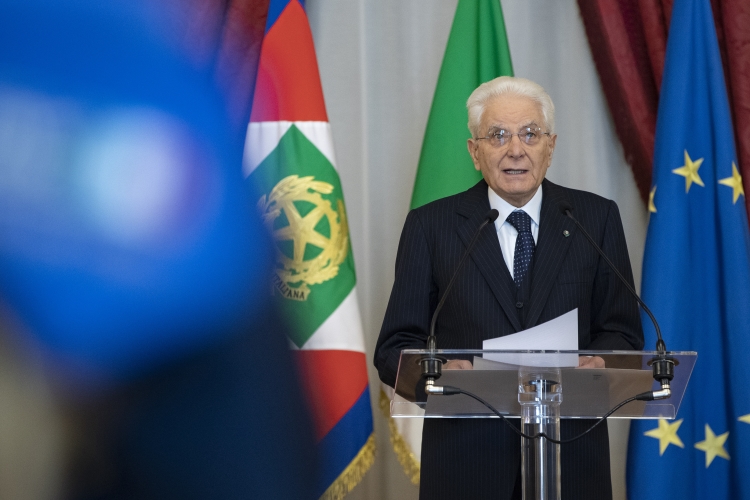 Il Presidente della Repubblica Sergio Mattarella durante il suo intervento nella ricorrenza del 78° anniversario della Liberazione
