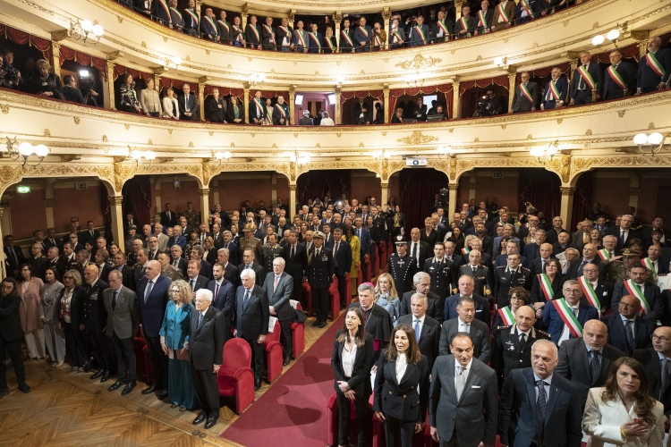 Il Presidente Sergio Mattarella al Teatro Toselli in occasione del 78° anniversario della Liberazione
