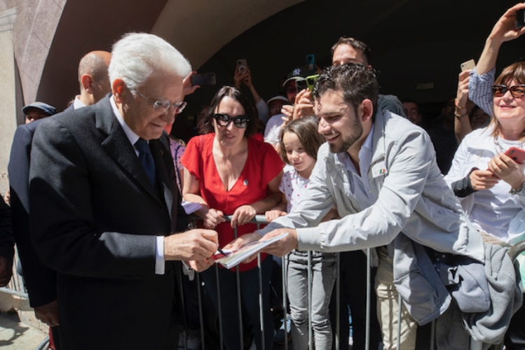Il Presidente Sergio Mattarella al teatro Toselli in occasione della cerimonia commemorativa del 78 anniversario della Liberazione