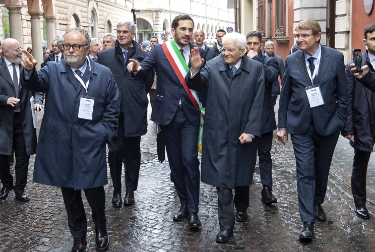 Il Presidente Sergio Mattarella nel corso della visita agli stand "Anteprima Macfrut"