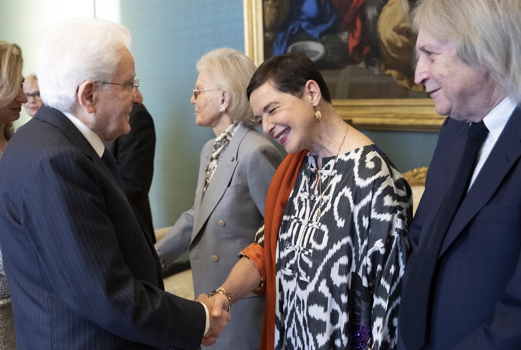 Il Presidente Sergio Mattarella con Isabella Rossellini, Vincitrice del David speciale 2023