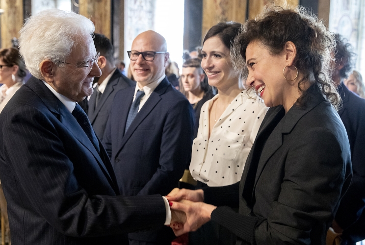 Il Presidente Sergio Mattarella saluta alcuni candidati ai Premi “David di Donatello” per l’anno 2023