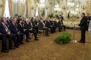 Il Presidente Sergio Mattarella in occasione dell'incontro con i Rettori delle principali Università europee.
