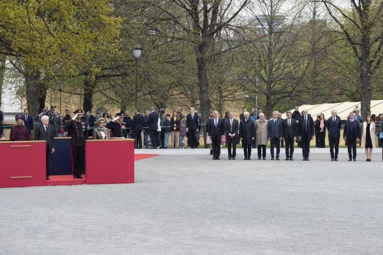 Il Presidente della Repubblica Sergio Mattarellacon Sua Altezza Reale il Principe Ereditario del Regno di Norvegia alla Fortezza Akershus
