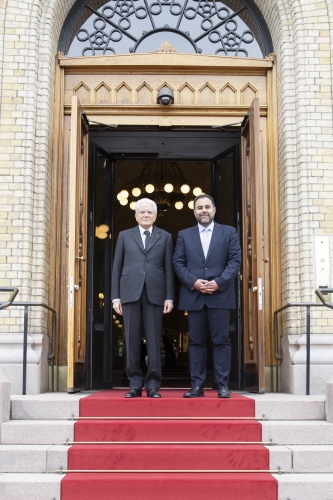 Il Presidente della Repubblica Sergio Mattarella con Masud Gharahkhani Presidente del Parlamento del Regno di Norvegia 
